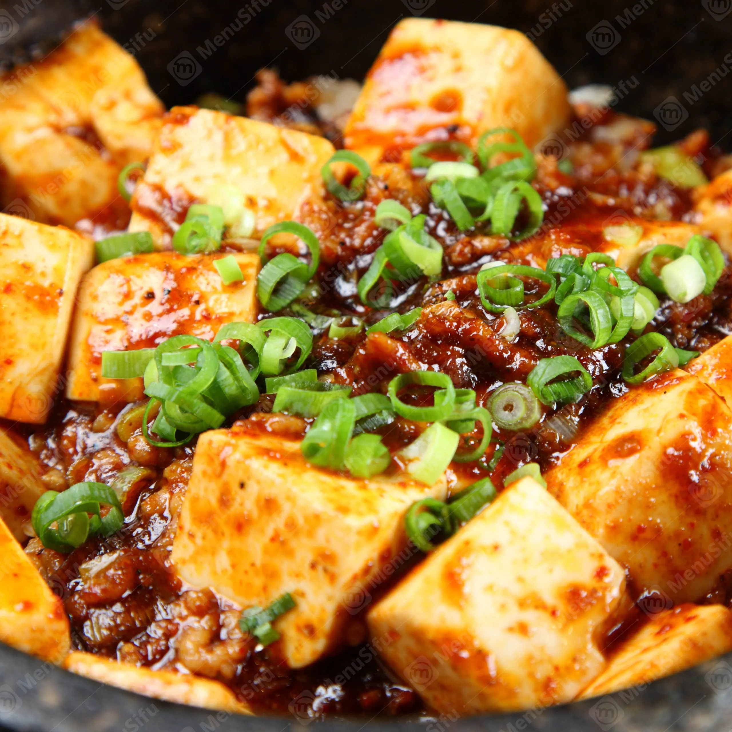Mapo tofu with minced pork and green onions at HuNan Impression, a Chinese Restaurant in Barrington