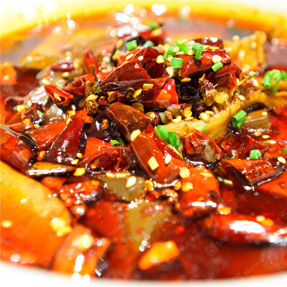 spicy boiled fish with chili oil at HuNan Impression, a Chinese Restaurant in Barrington
