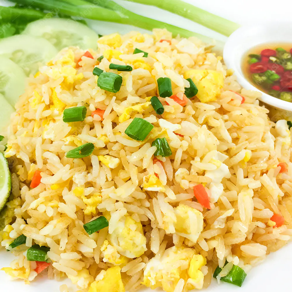 Egg fried rice with green onions and vegetables at HuNan Impression, a Chinese Restaurant in Barrington